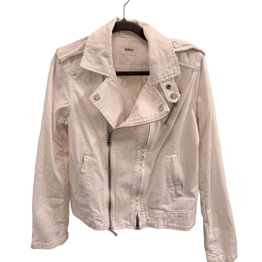 Hudson Jeans Women's White Denim Moto Jacket